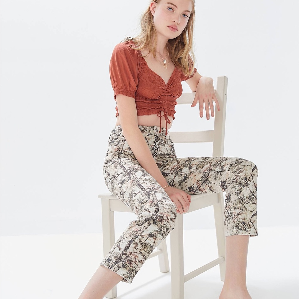 Urban Outfitters BDG Slim Straight Leg Camouflage Jean 25 Button Flye High Waist